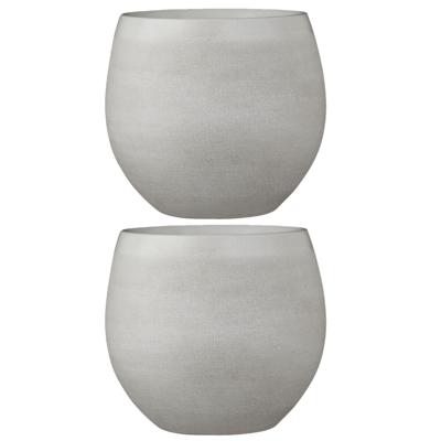 Bloempot - Set van 2x stuks - creme wit - H20 x D23 cm - keramiek - voor kamerplant - plantenpotten