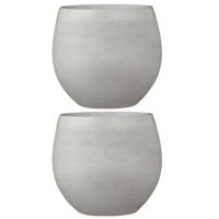 Bloempot - Set van 2x stuks - creme wit - H20 x D23 cm - keramiek - voor kamerplant - plantenpotten