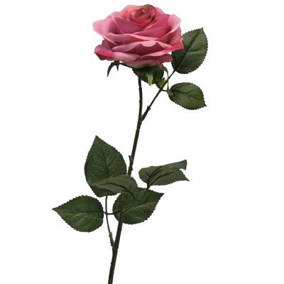 Kunstbloem Roos Dijon - 64 cm - roze - zijde kunstbloemen - Boeket - stelen - rozen