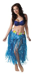 Hawaii rok lang blauw 80cm