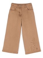 Ermanno Scervino Junior pantalon droit à broderies - Marron - thumbnail