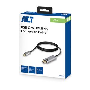 ACT AC7015 kabeladapter/verloopstukje USB-C HDMI Grijs