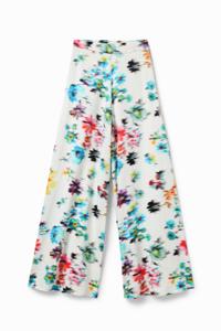 Maxi-broek met onscherpe bloemen - WHITE - M