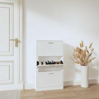 Schoenenkast 59x17x108 cm bewerkt hout hoogglans wit