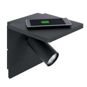 EGLO Ciglie Wandlamp met Qi lader - 18 cm - Zwart - GU10