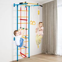 Kinder Klimwand met Wand Ladder Pull-up Bar Touw Ladder Touw en Gymnastiek Kinderen Turnwand Fitness Sportapparaat voor 3 + Jaar Kinder Klimwand met Wand Ladder Pull-up Bar Touw Ladder Touw en Gymnastiek Kinderen Turnwand Fitness Sportapparaat voor 3 + Jaar