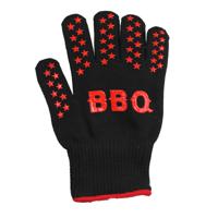 BBQ handschoenen - hittebestendig tot 250 graden - zwart/rood - katoen - ovenwanten