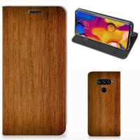 LG V40 Thinq Book | Wallet Case | Donker Hout