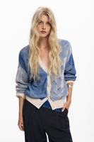 Tweekleurig gebreid vest - BLUE - L Tweekleurig gebreid vest - BLUE - L