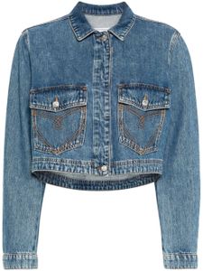 MOSCHINO JEANS veste crop en jean à patch logo - Bleu