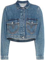 MOSCHINO JEANS veste crop en jean à patch logo - Bleu