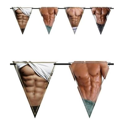 Vlaggenlijn bloot mannenlijf/torso - 2x - 6 meter - plastic - sexy - vrijgezellenfeest