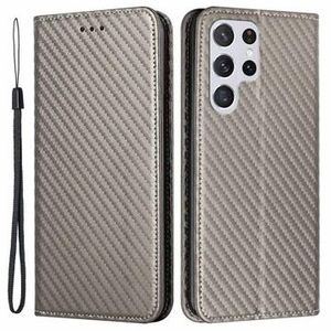 Samsung Galaxy S23 Ultra 5G Wallet Case - Koolstofvezel - Grijs