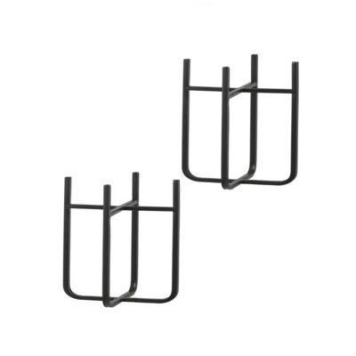Mica Decorations - Set van 2x stuks - bloempot plantenstandaard - verhoger - zwart - H25 x B14 cm