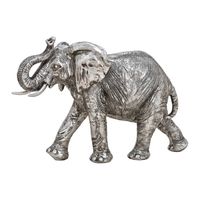 Olifant woondecoratie dieren beeldje zilver 28 x 19 x 10 cm - Beeldjes - thumbnail
