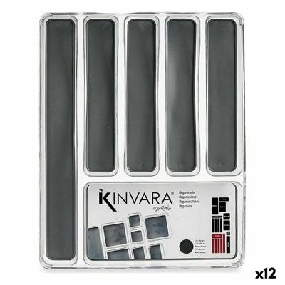 Bestekorganizer Gerecycled plastic Grijs 32,3 x 4,5 x 40 cm (12 Stuks)