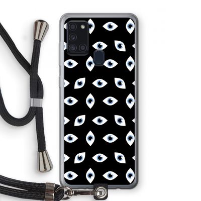 Eyes pattern: Samsung Galaxy A21s Transparant Hoesje met koord