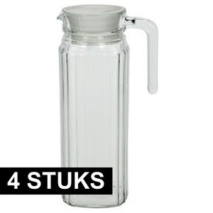 4x Luminarc Quadro glazen koelkast kan met dop 1,1 L