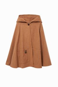 Poncho met bloem en capuchon - BROWN - U