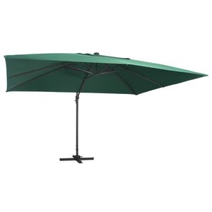 Zweefparasol met LED-verlichting en paal 400x300 cm groen