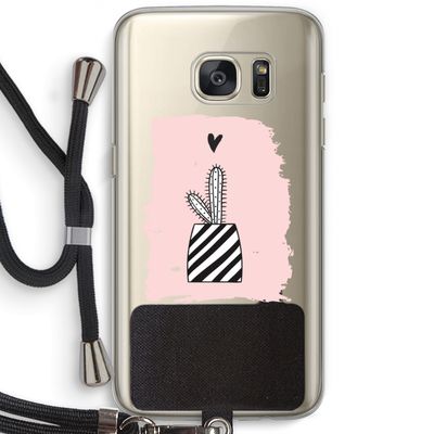 Zwart-wit cactus: Samsung Galaxy S7 Transparant Hoesje met koord