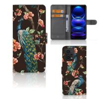 Xiaomi Redmi Note 12 5G | Poco X5 | Telefoonhoesje | Met pasjeshouder | Pauw met Bloemen