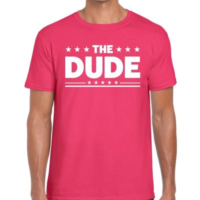 The Dude tekst T-shirt - roze - Sixties - Hippie - Flower Power - Carnaval The Dude tekst T-shirt - roze - Sixties - Hippie - Flower Power - Carnaval