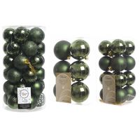 59x stuks kunststof kerstballen donkergroen 4, 6 en 8 cm