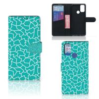 Alcatel 1S (2021) Hoesje Cracks Blue | Portemonnee hoesje Alcatel 1S (2021) Hoesje Cracks Blue | Portemonnee hoesje