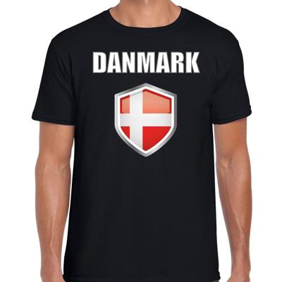 Denemarken vlag thema landen t-shirt - zwart - voor heren - Supporters kleding - korte mouwen