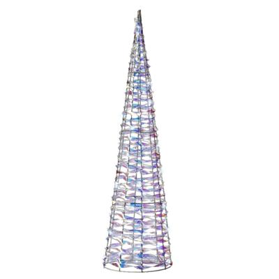 LED kegel kerstboom lamp - zilver parelmoer - 30 leds wit - D15 x H60 - timer