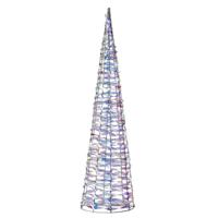 LED kegel kerstboom lamp - zilver parelmoer - 30 leds wit - D15 x H60 - timer