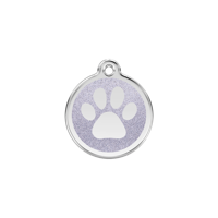 Paw Print Silver glitter hondenpenning small/klein dia. 2 cm - Reddingo