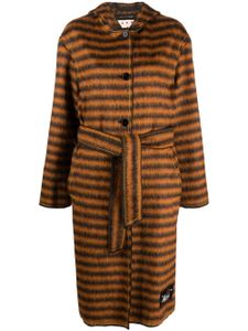 Marni manteau rayé à capuche - Orange