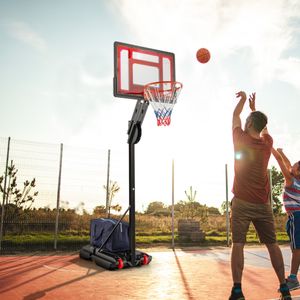 Basketbalmand met Verstelbare Hoogte van 1,55 tot 3,1 m Draagbare Basketbalstandaard met PE-Achtergrond voor Binnen en Buiten Zwart