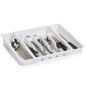 Zeller Bestekbak - uitschuifbaar - 1x - wit - 29-50 x 38 cm - keukenlade instekbak
