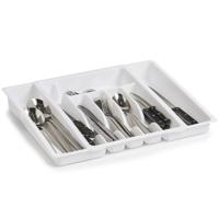 Zeller Bestekbak - uitschuifbaar - 1x - wit - 29-50 x 38 cm - keukenlade instekbak