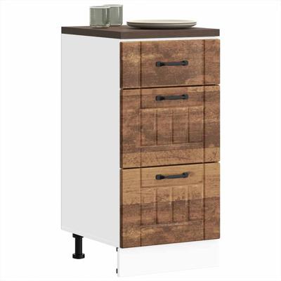 Keuken onderkast Lucca bewerkt hout oud houtkleurig