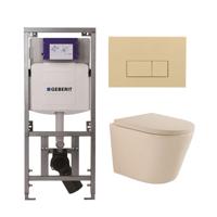 QeramiQ Dely Swirl Toiletset - 36.3x51.7cm - Geberit UP320 Burda inbouwreservoir - 35 mm zitting - bedieningsplaat beige - rechthoekige knoppen - beige 0701131/SW1102366/SW1000771/SW1026259