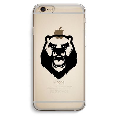 Angry Bear (black): iPhone 6 / 6S Transparant Hoesje