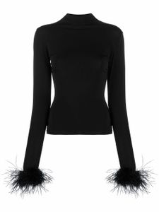 Atu Body Couture haut orné de plumes à col montant - Noir