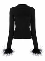 Atu Body Couture haut orné de plumes à col montant - Noir