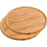 2x Bamboe houten serveerplanken rond 32 cm - thumbnail