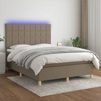 Boxspring met matras en LED stof taupe 140x190 cm