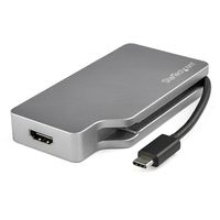 StarTech.com USB C Multiport Video Adapter met HDMI, VGA, Mini DisplayPort of DVI, USB Type C Monitor Adapter naar HDMI 2.0 of mDP 1.2 (4K 60Hz), VGA of DVI (1080p), Space Gray Aluminium