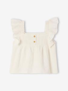 Bloes met pofmouwtjes voor baby's ecru