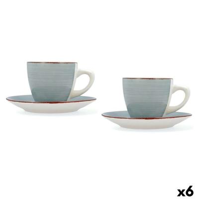 Set van Kopje met Schotel Quid Vita Morning Blauw Keramisch (4 Onderdelen) (6 Stuks)