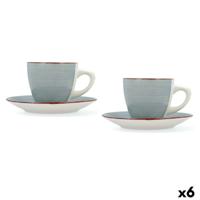 Set van Kopje met Schotel Quid Vita Morning Blauw Keramisch (4 Onderdelen) (6 Stuks)