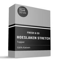 Topper Hoeslaken - Katoen Jersey Stretch - Lichtgrijs - 140x200 cm - Grijs - Fresh and Co - Dekbed-Discounter.nl