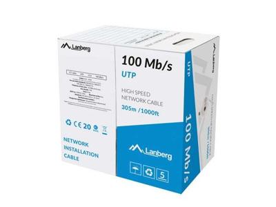 LANBERG LAN UTP KABEL 100MB/S 305M DRAAD CCA GRIJS